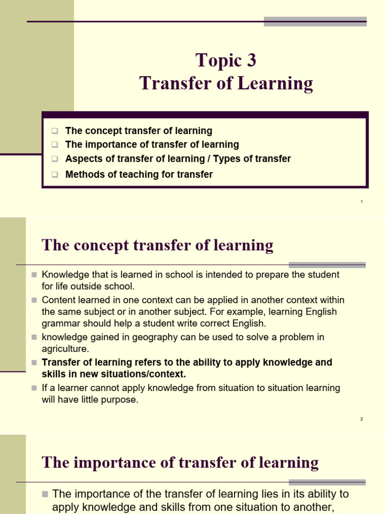 Understanding Transfer of Learning | PDF | Learning | Knowledge