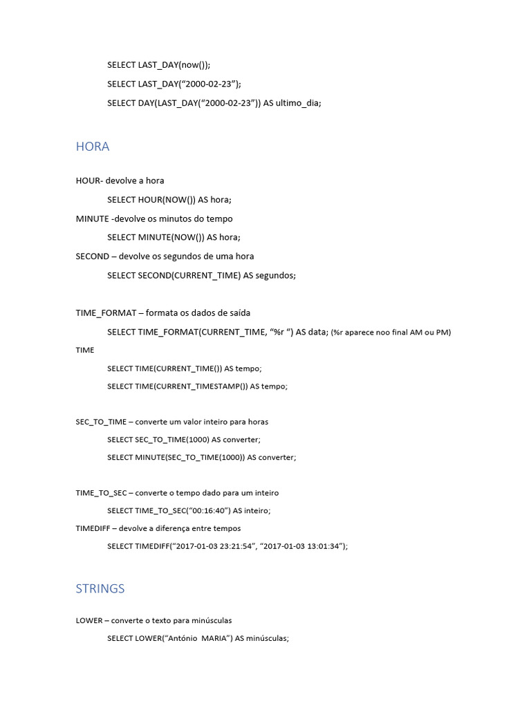 SQL Date and Time Functions Guide | PDF