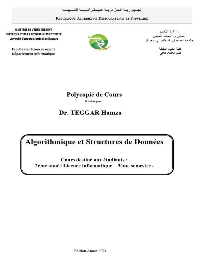 Algorithmique et Structures de Données | PDF | Algorithmes ...