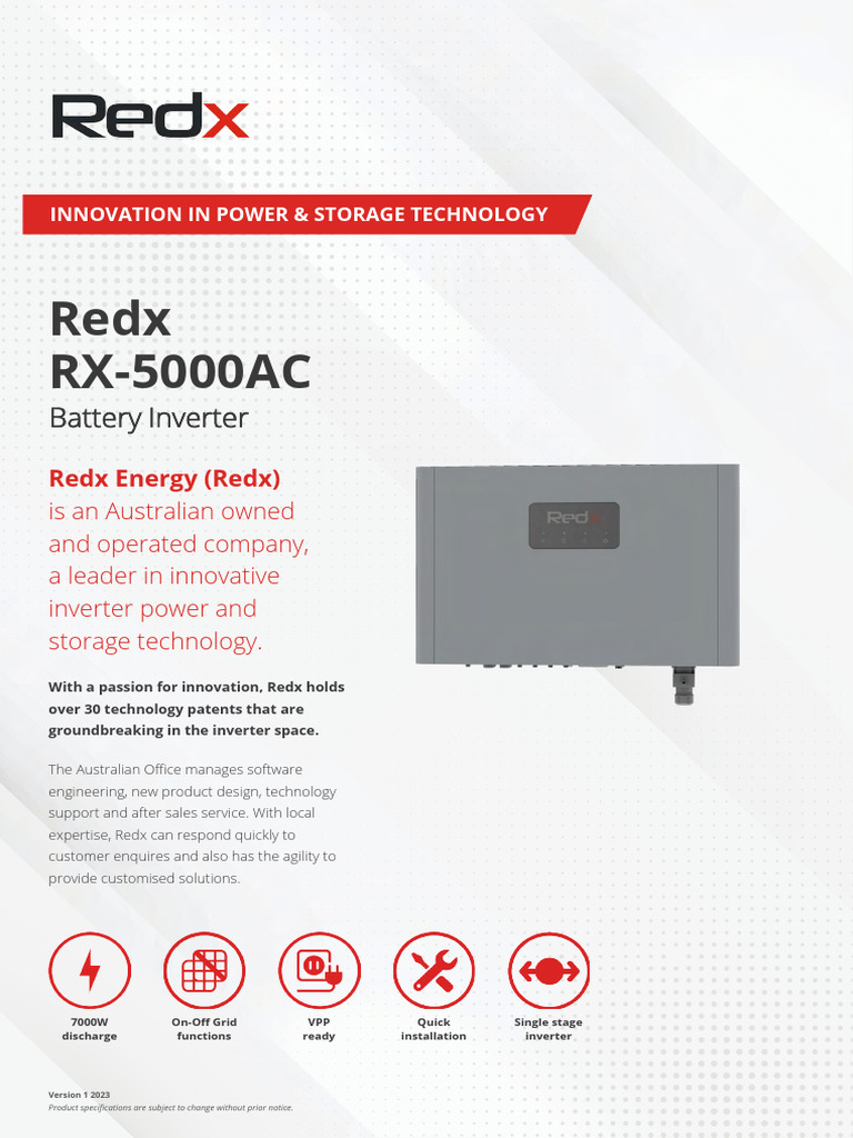 Redx RX-5000AC Battery Inverter Overview | PDF | Power Inverter ...