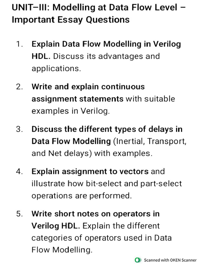 HDL Unit - 3 Important Questions | PDF