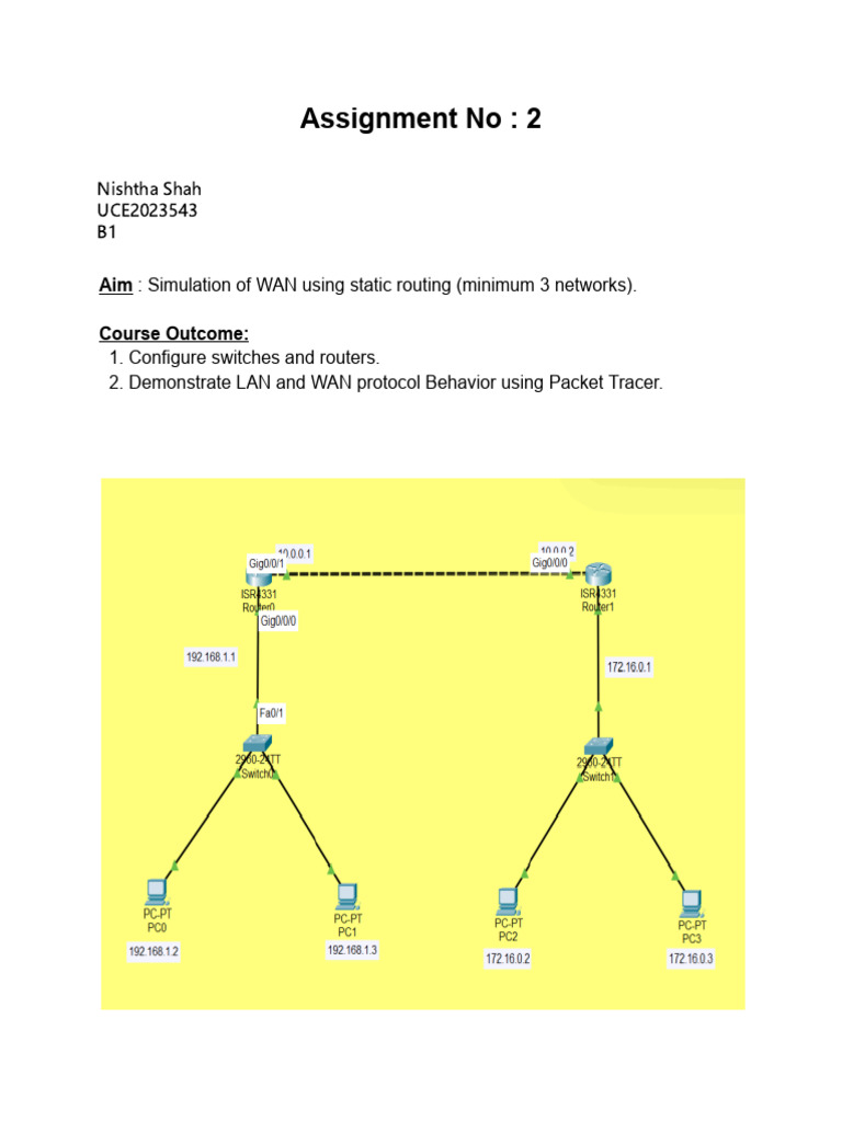 WAN Simulation with Static Routing | PDF