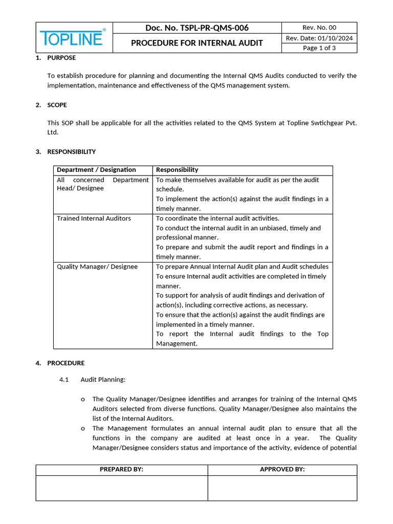 Internal Audit Procedure Overview | PDF | Audit | Internal Audit