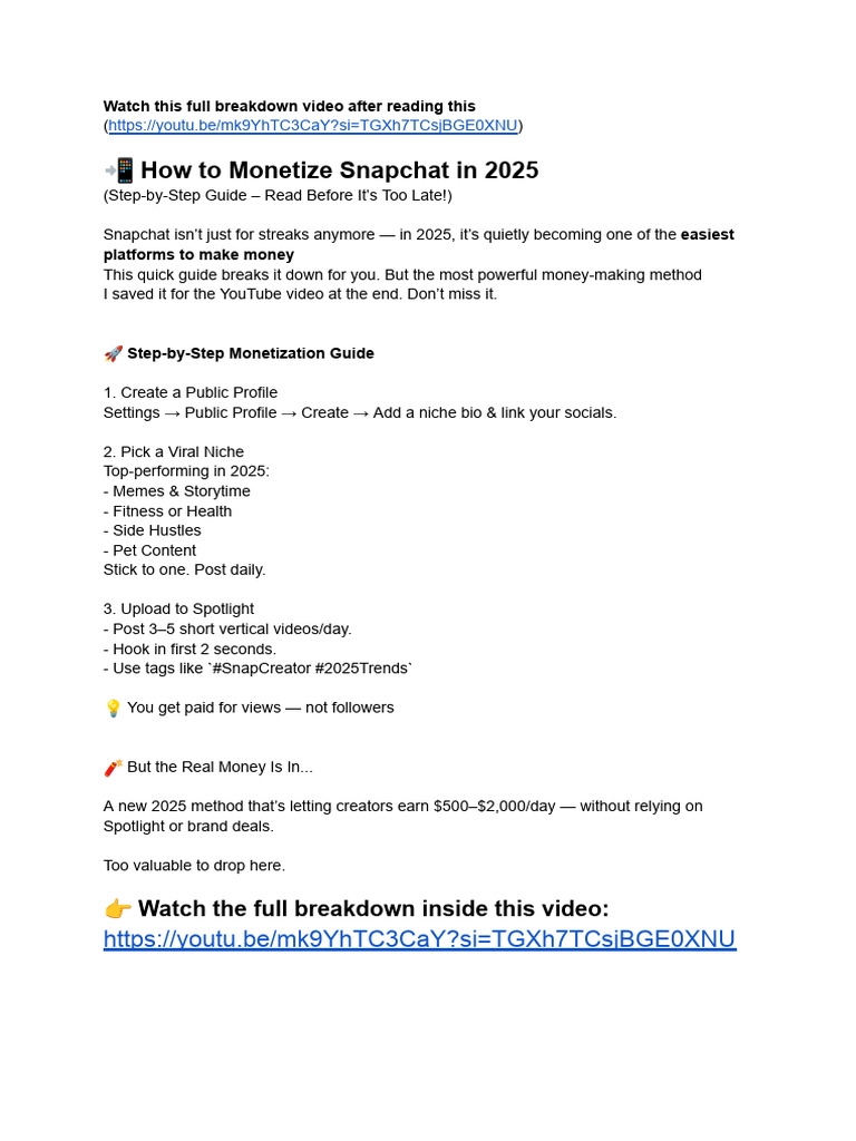 Monetize Snapchat in 2025: Guide | PDF