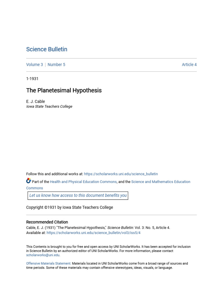 Understanding the Planetesimal Hypothesis | PDF | Crop Rotation | Sun