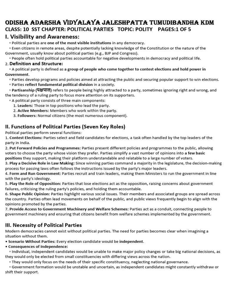 Understanding Political Parties in India | PDF | Political Parties ...