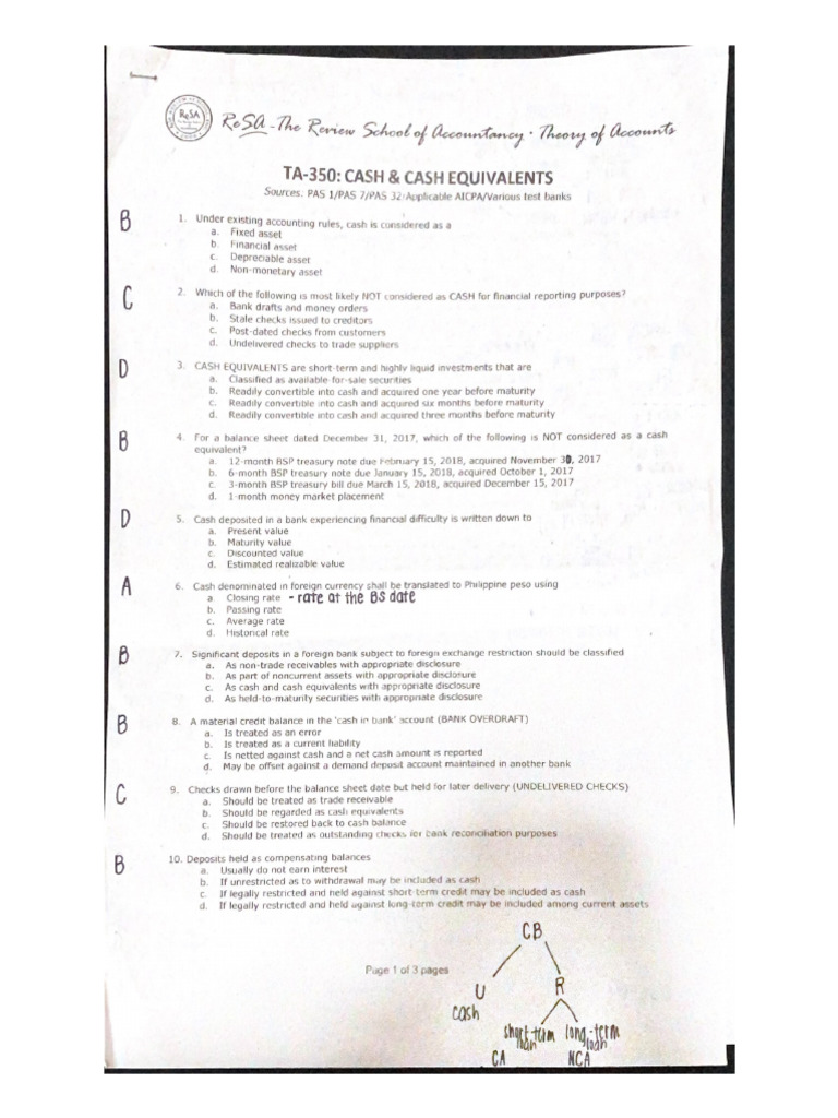 Ta-350 Cash & Cash Equivalents | PDF