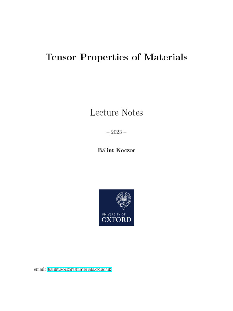 Tensor Properties in Material Science | PDF | Matrix (Mathematics) | Tensor