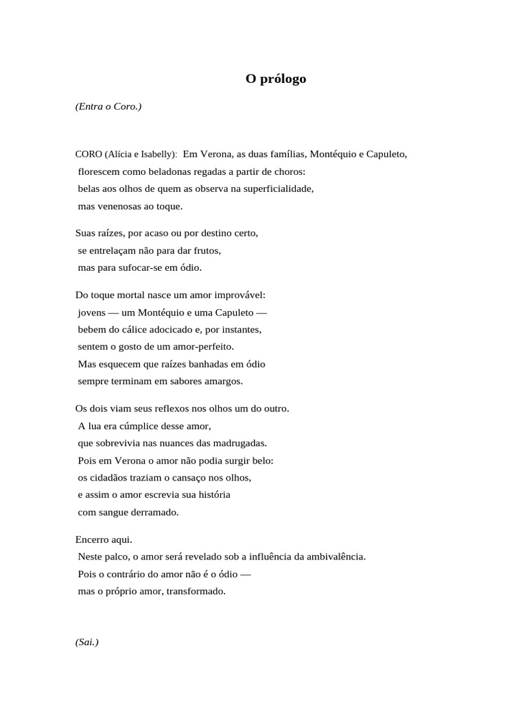 Amor e Ódio em Verona: A Tragédia Montéquio-Capuleto | PDF | Romeu e ...