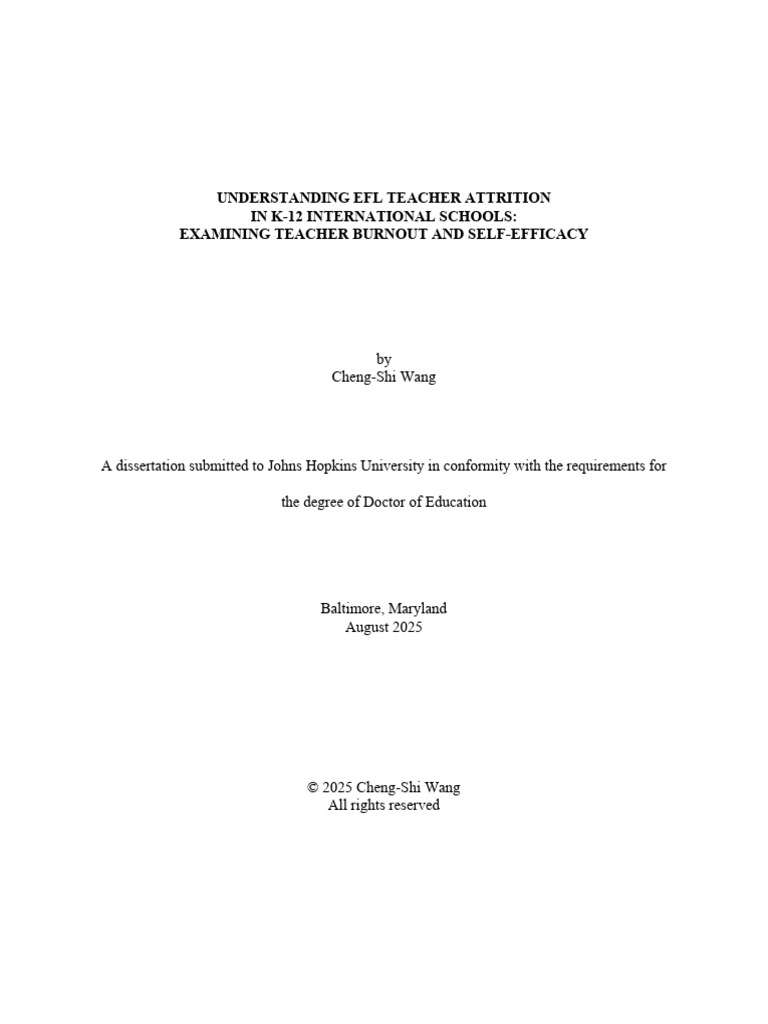 EFL Teacher Attrition 2025 | PDF | Self Efficacy | Teachers