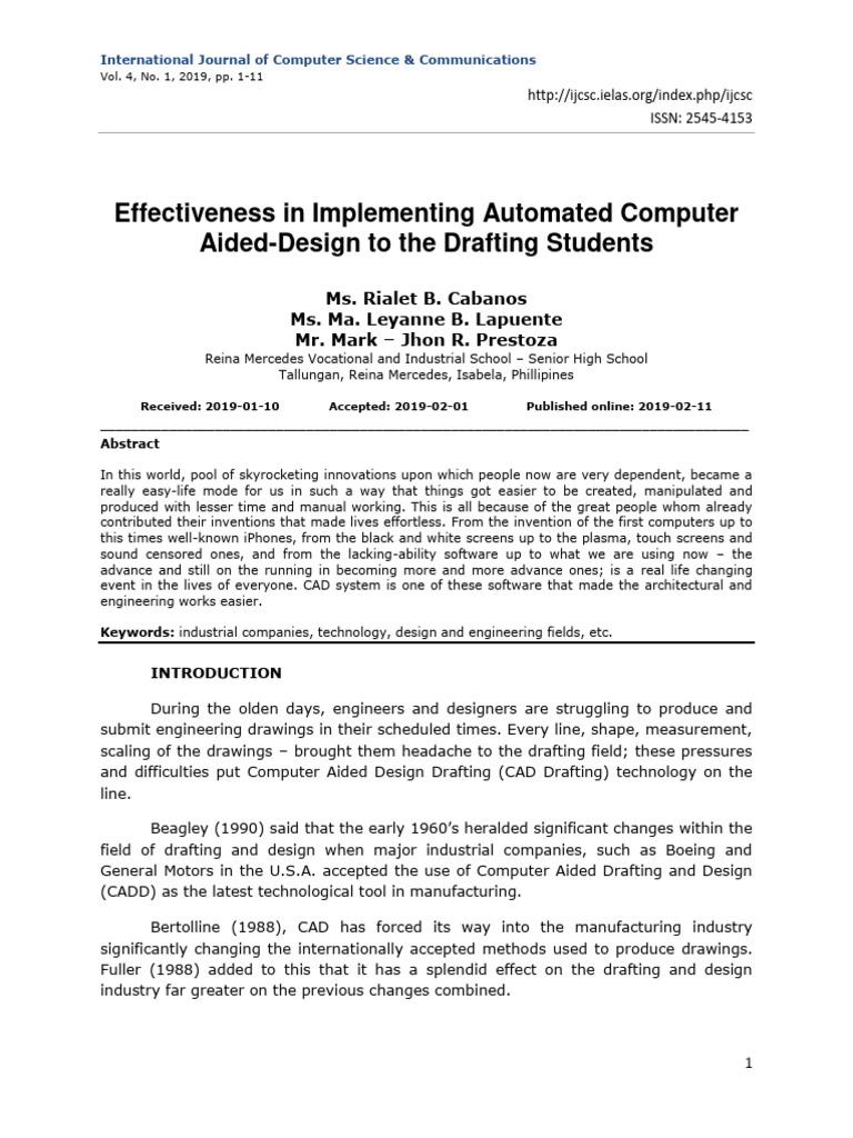 CAD Implementation for Drafting Students | PDF | Computer Aided Design ...