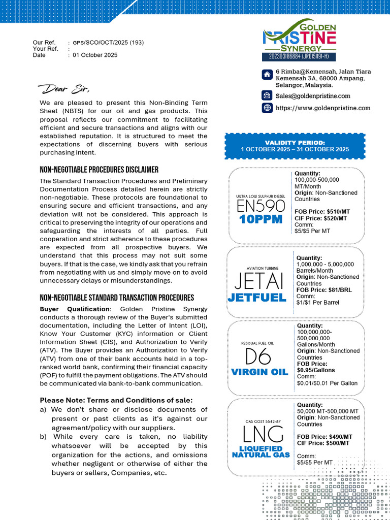 SCO for Oil and Gas Supply Terms | PDF | Letter Of Credit | Invoice