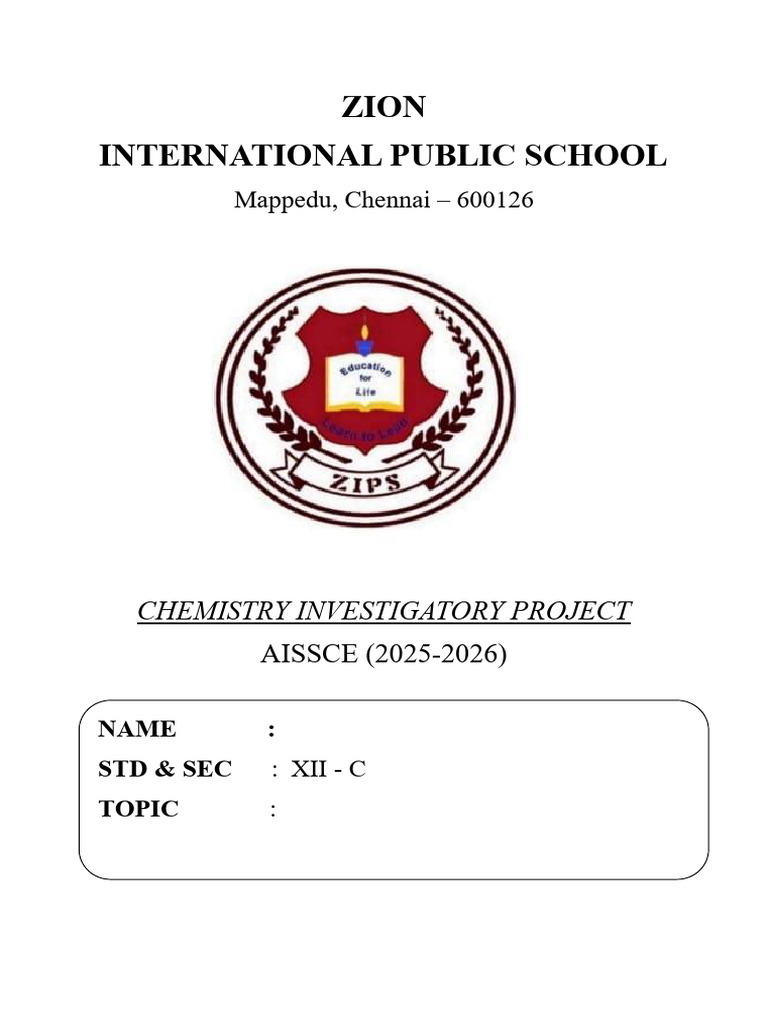 Investigatory Project First Page | PDF