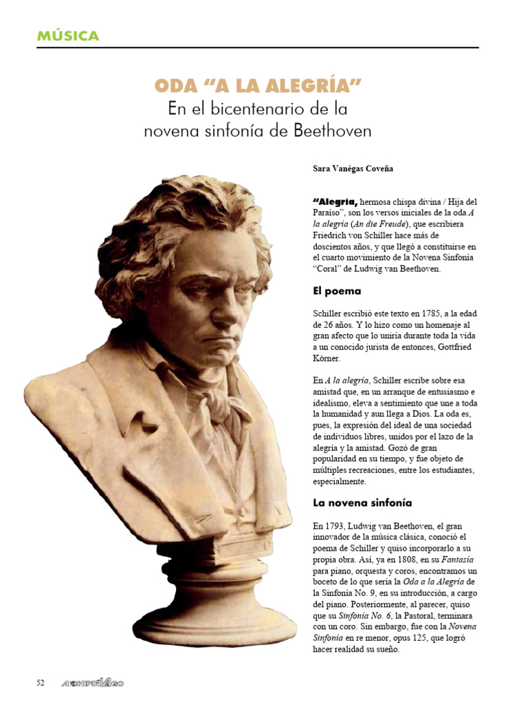 Oda a la Alegría: Beethoven y Schiller | PDF | Sinfonía n.º 9 ...