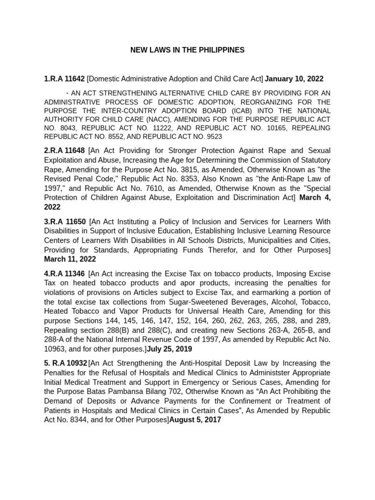 New Laws in The Philippines | PDF | Excise | Taxation