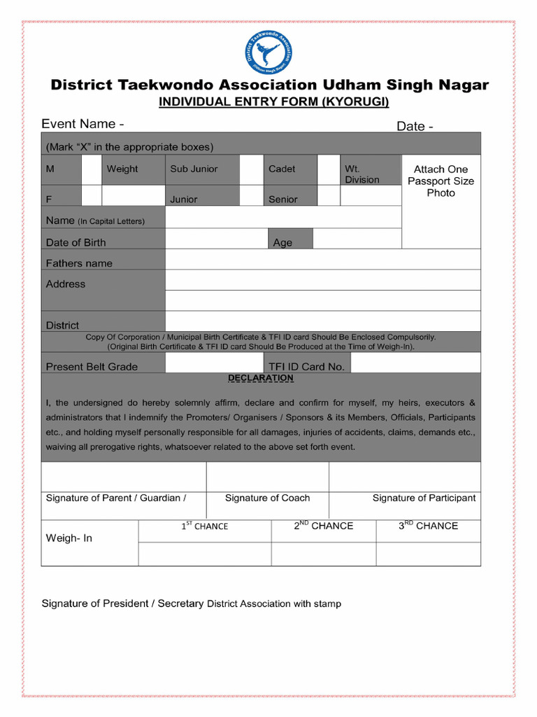 Player Entry Form-1 | PDF