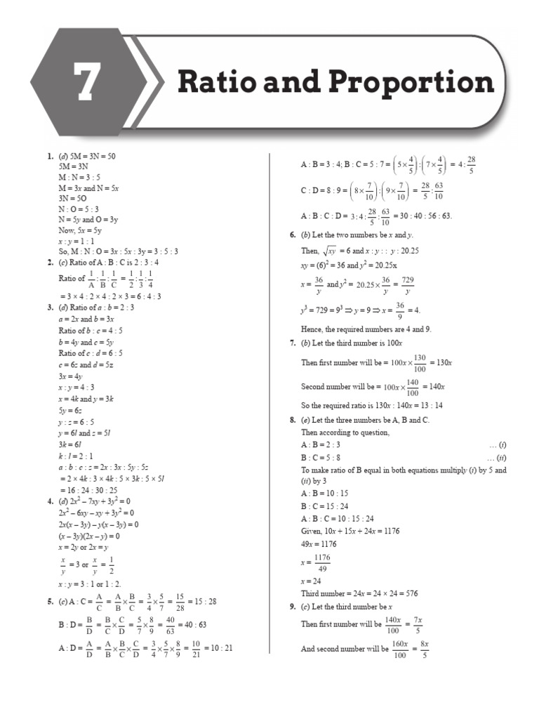 Ratios and Proportions Explained | PDF