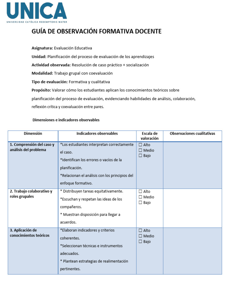 Guía de Evaluación Formativa Docente | PDF | Evaluación | Modificación ...