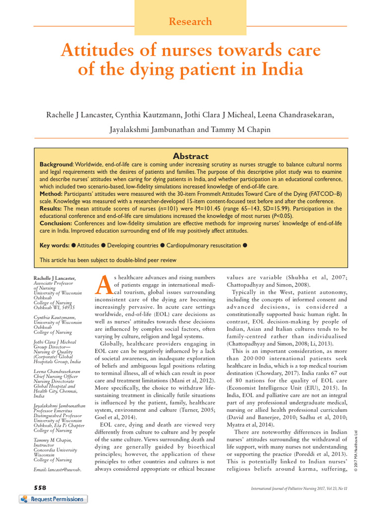 Lancaster Et Al. - 2017 - Attitudes of Nurses Towards Care of The Dying ...