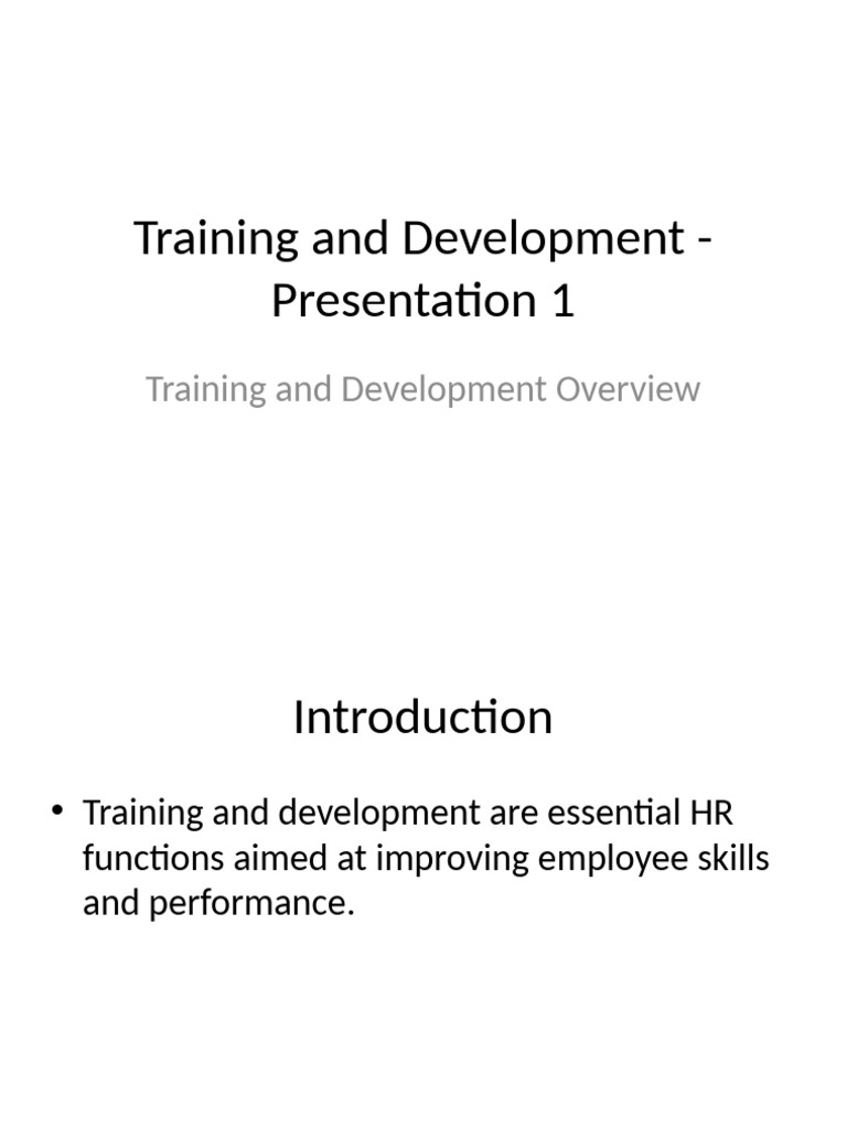 Training and Development Overview Guide | PDF