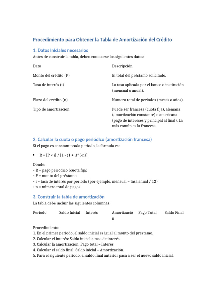 Cómo Crear una Tabla de Amortización | PDF