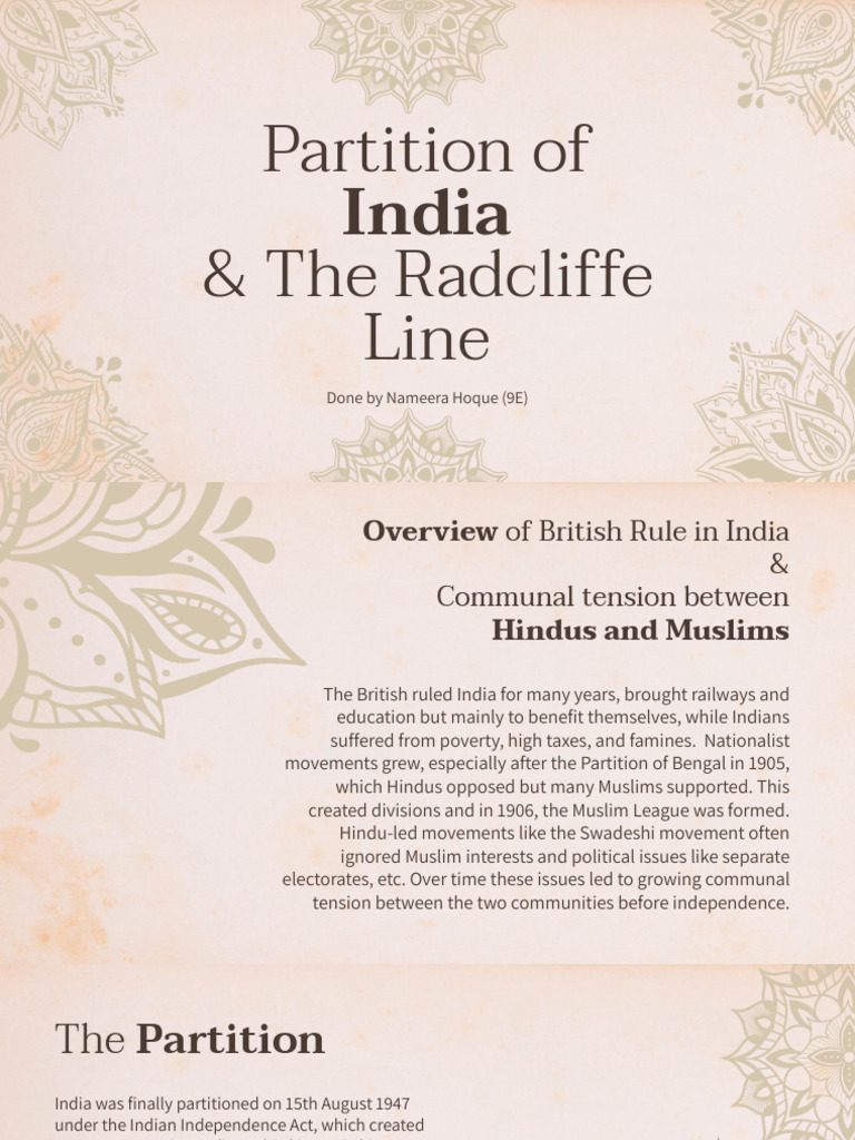 Partition of 1947 and The Radcliffe Line | PDF | Partition Of India ...