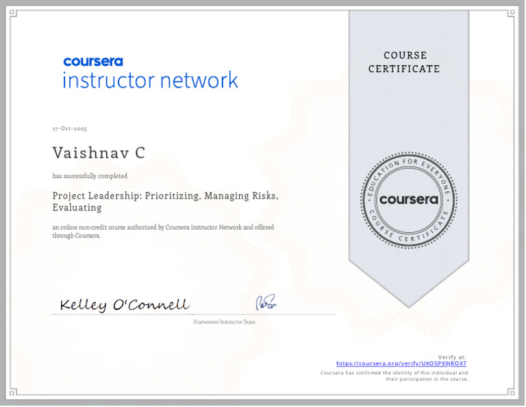 Project Leadership Course Completion | PDF