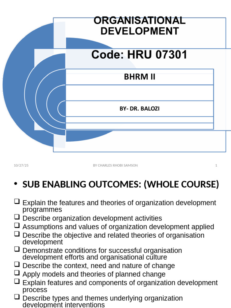 BHRM - Ii-Topic 1 | PDF | Organization Development | Psychological Concepts
