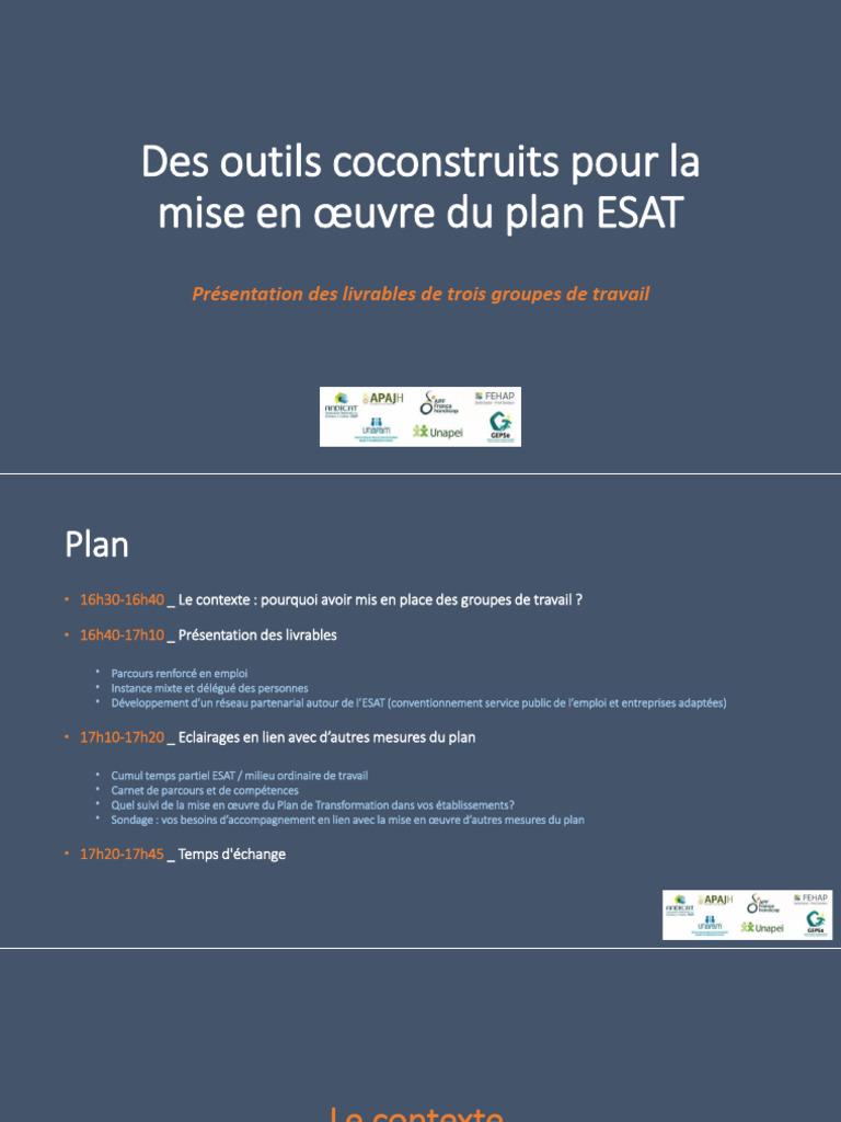 Outils pour la mise en œuvre du plan ESAT | PDF | Invalidité | Business
