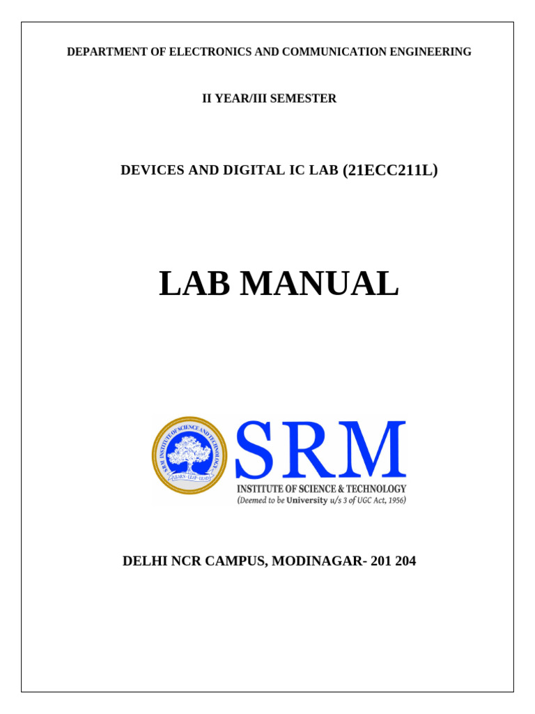 Devices and Digital IC Lab Manual | PDF | Rectifier | Diode