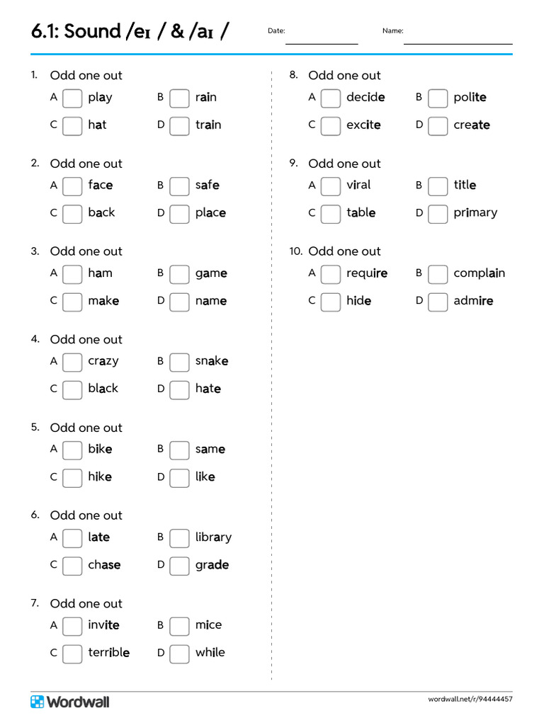 61 Sound Eɪ Aɪ Quiz | PDF