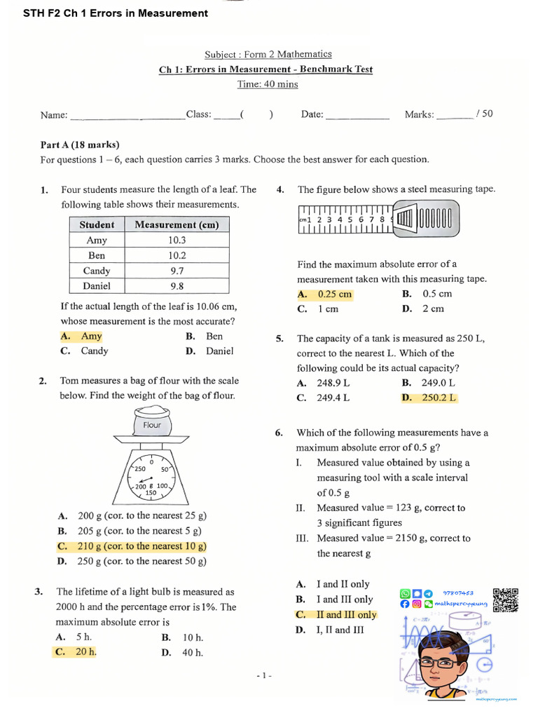 STH f2 CH 1 Errors in Measurement | PDF
