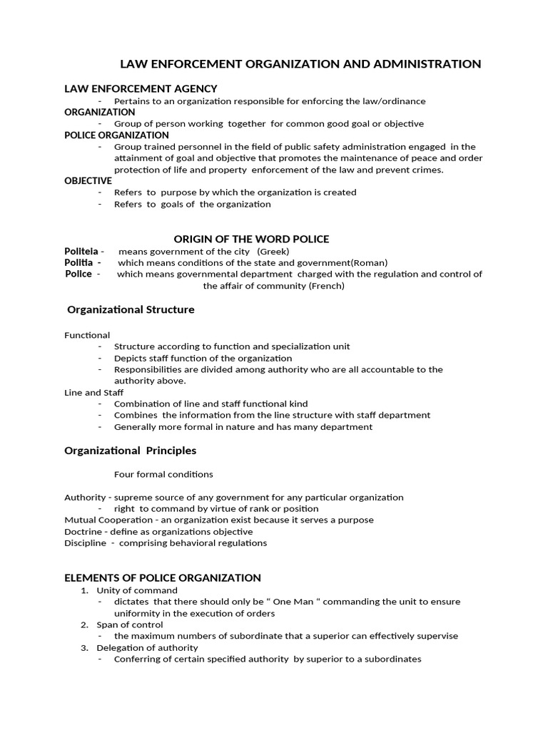 Law Enforcement Organization Overview | PDF | Police | Sergeant