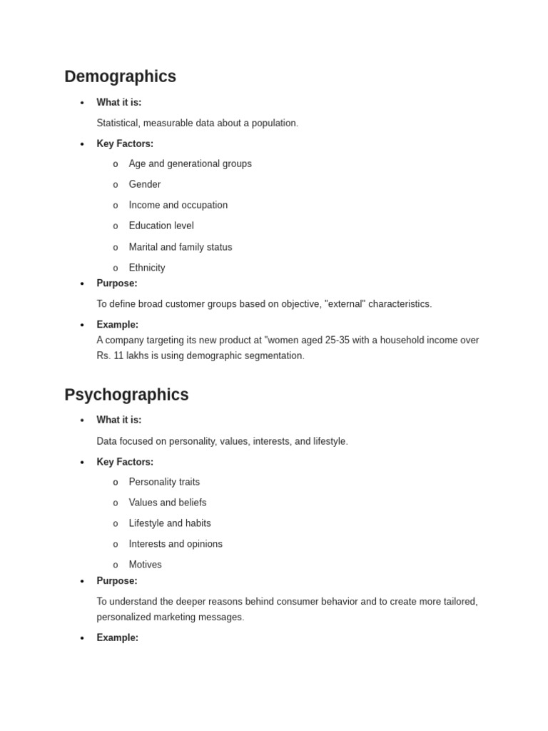 Demographics vs. Psychographics in Marketing | PDF