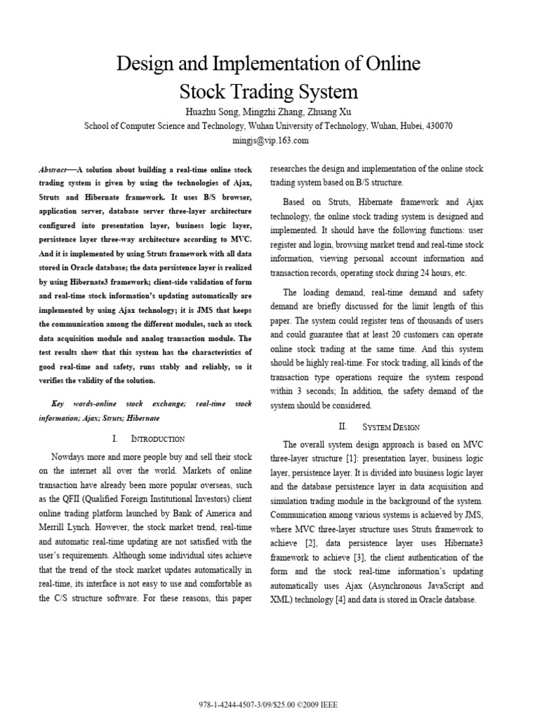 Online Stock Trading System Design | PDF | Computer Network | Model ...
