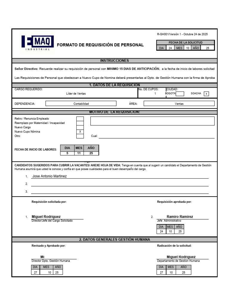 Formato Requisición de Personal 2025 | PDF | Gobierno