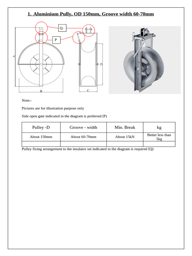 Pulley and Lifting Equipment Specifications | PDF | Manufactured Goods