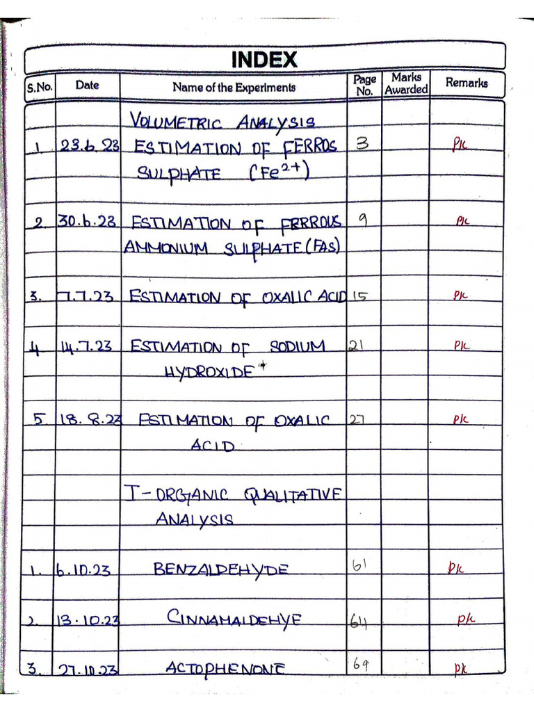 12 Chemistry Record | PDF