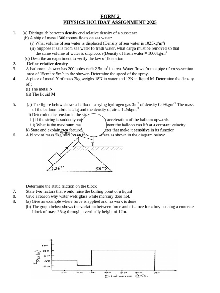 Physics Holiday Assignment 2025 Guide | PDF | Gases | Liquids