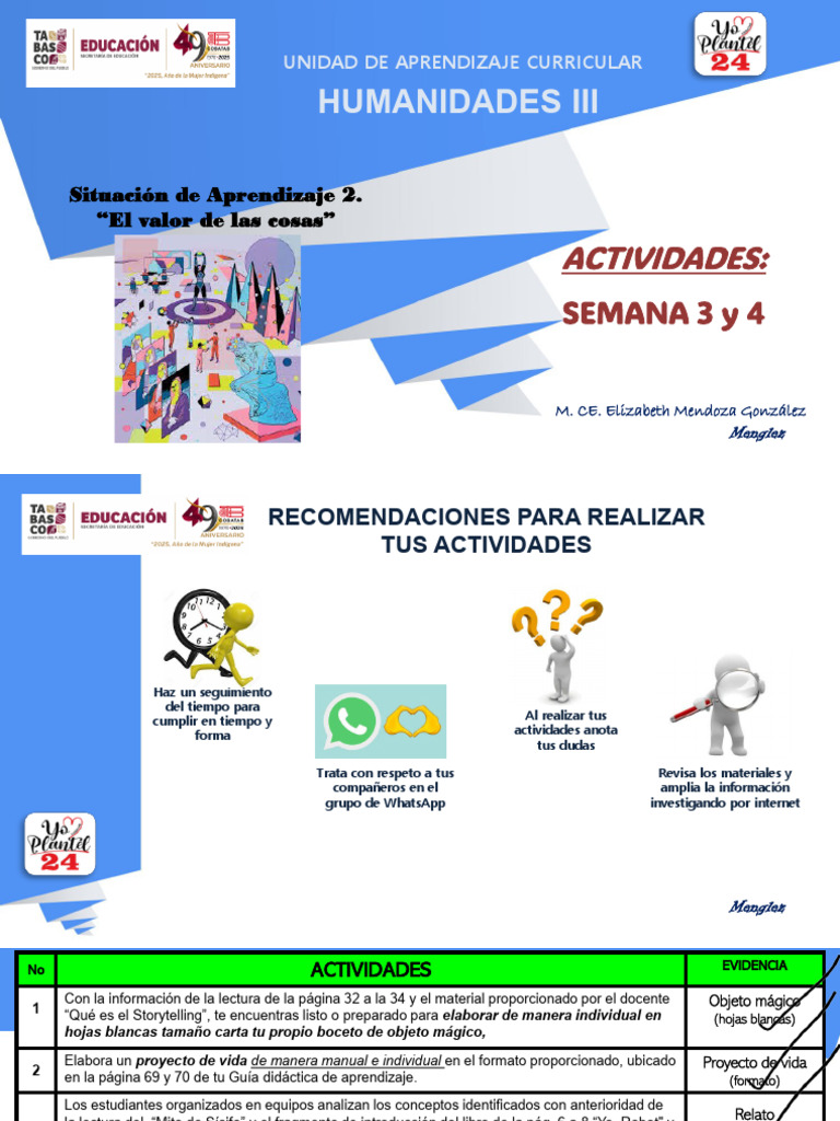Actividades de Aprendizaje en Humanidades III | PDF