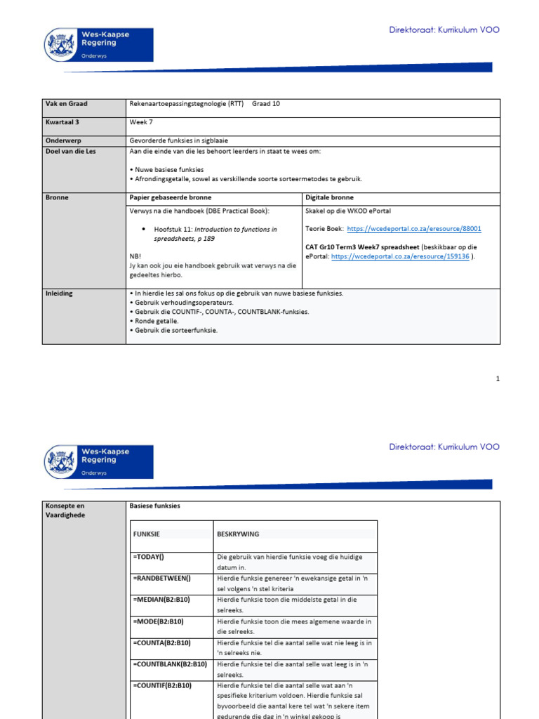 RTT Graad 10 Kwartaal 3 Week 7 - 2020 | PDF