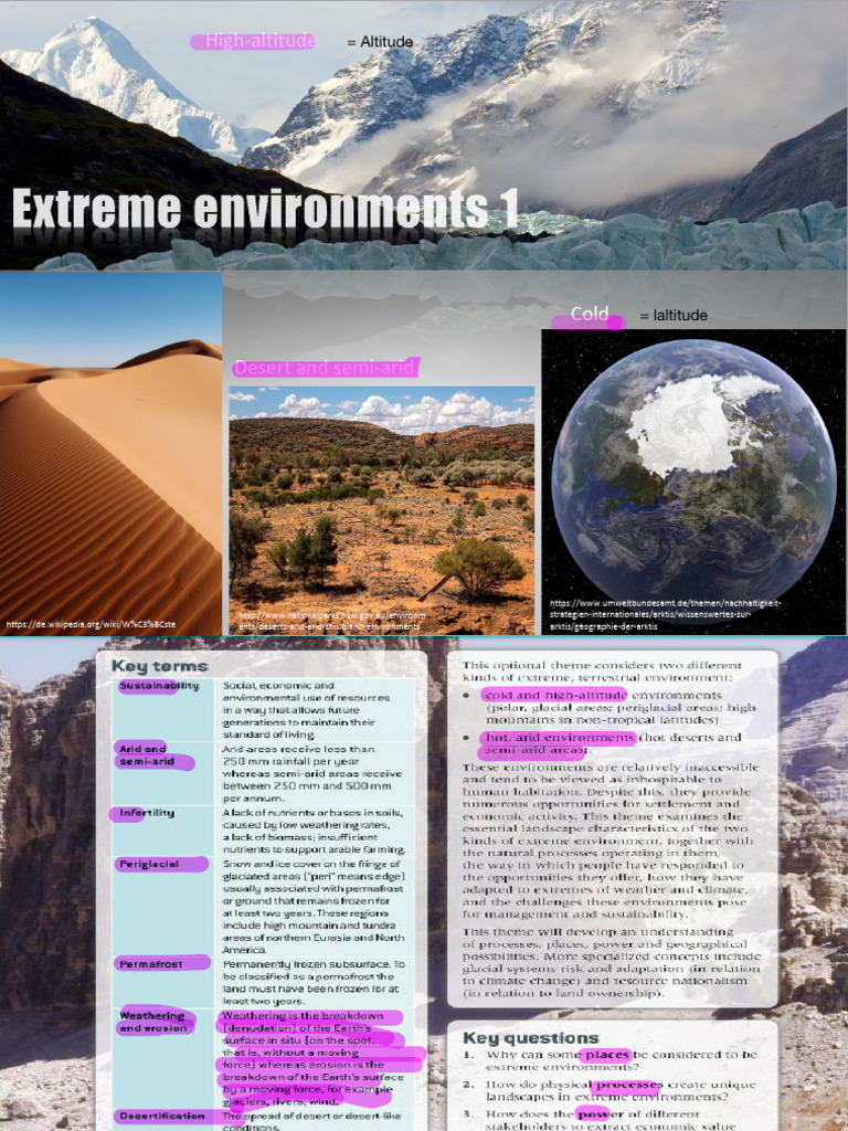 Extreme Environments: Cold & Desert Insights | PDF | Desert | Mountains