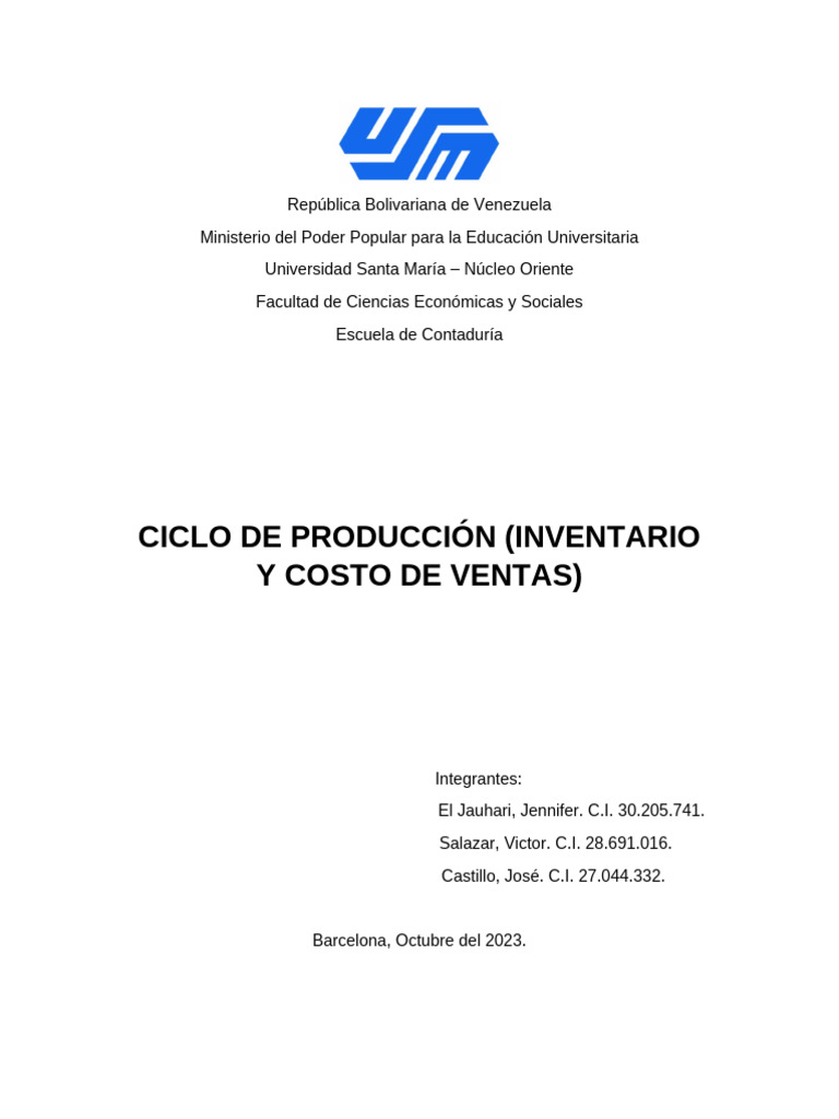 Ciclo de Producción: Inventario y Costos | PDF | Business | Calidad ...