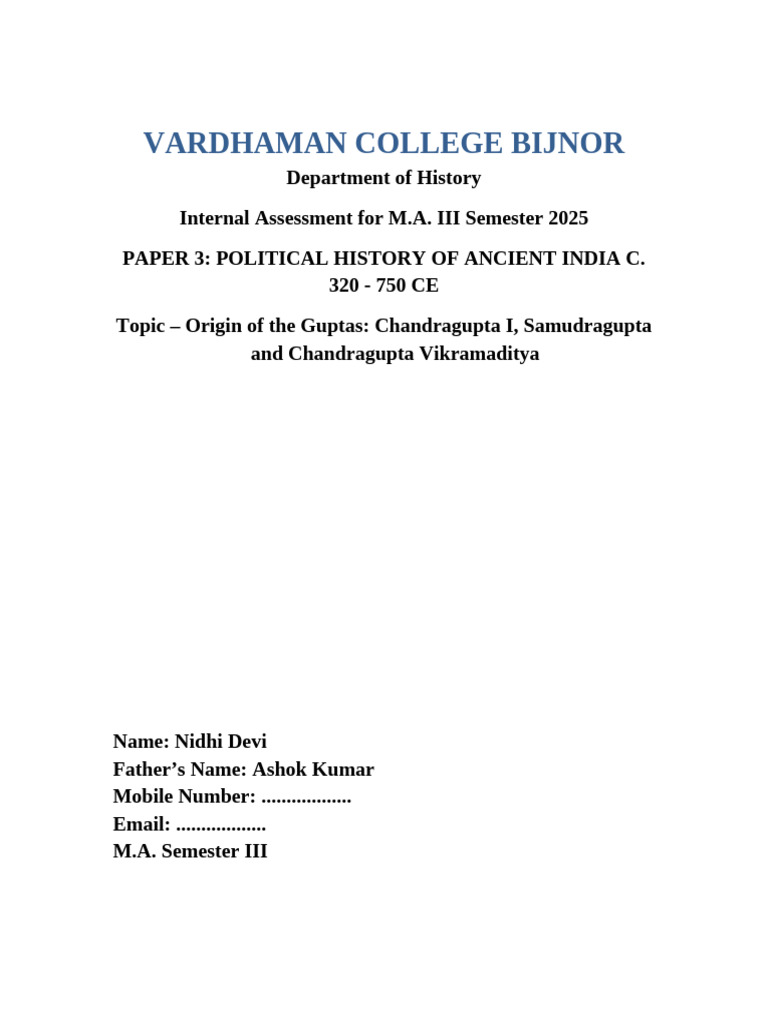 Gupta Empire Origins: Key Rulers Explained | PDF