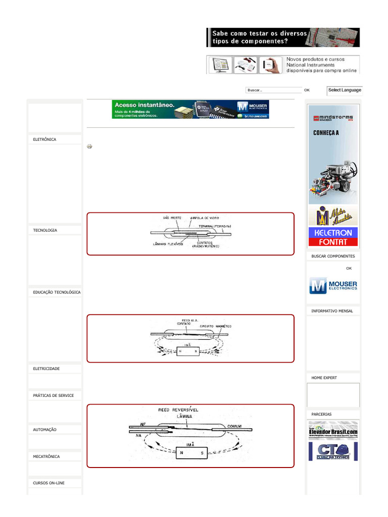 Funcionamento e Aplicações do Reed Switch | PDF | Relé | Magnetismo