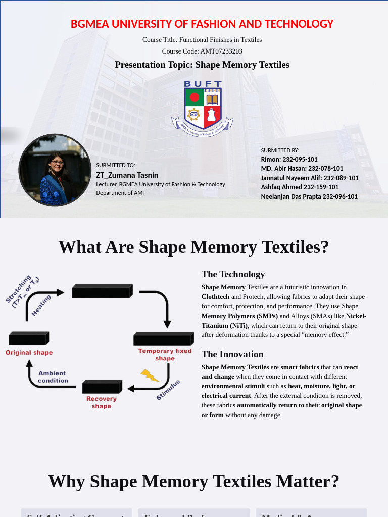Innovations in Shape Memory Textiles | PDF | Textiles | Shape Memory Alloy