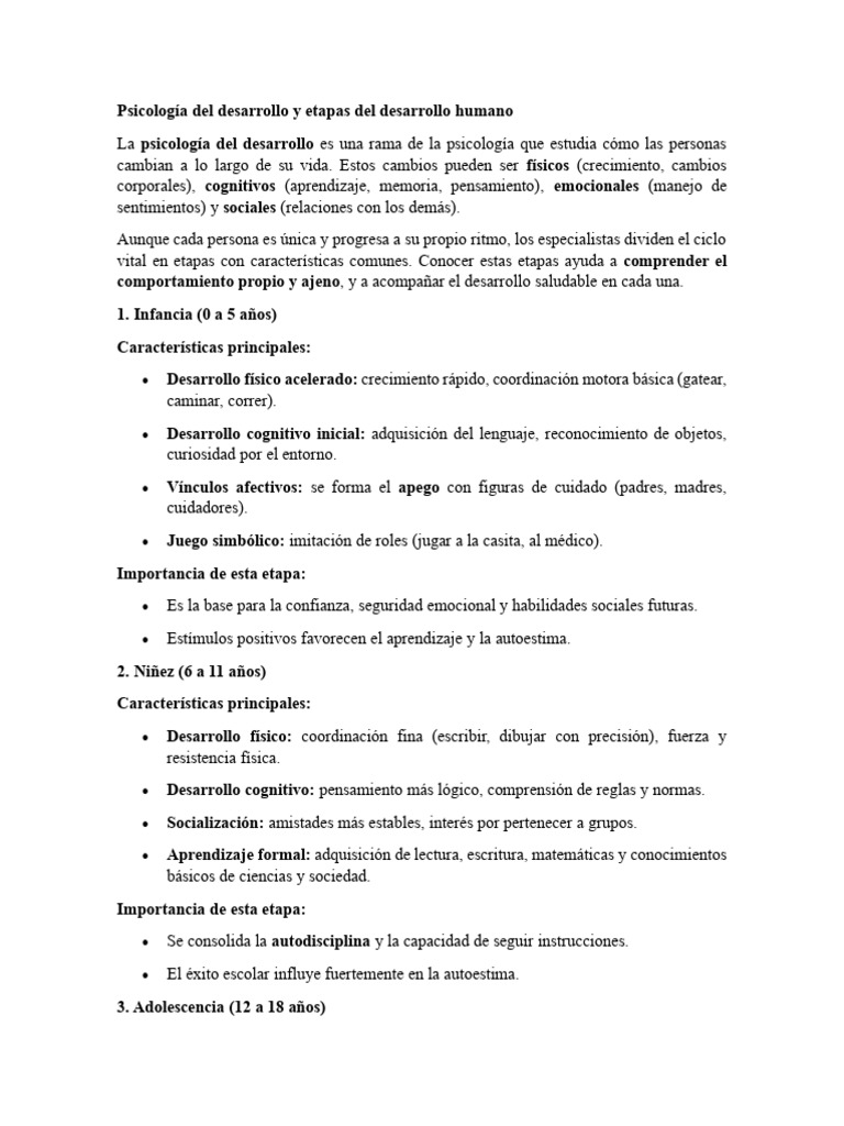 Etapas del desarrollo humano y psicología | PDF | Adultos | Toma de ...
