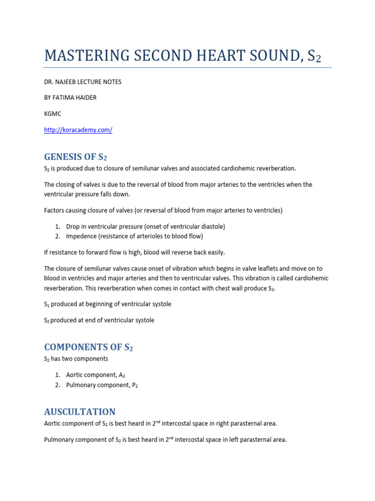 10 - Mastering Second Heart Sound - 0 | PDF | Heart Valve | Ventricle ...