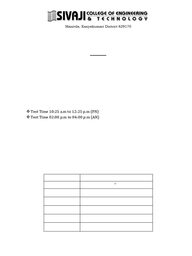 Internal Assessment Exam Schedule 2025 | PDF