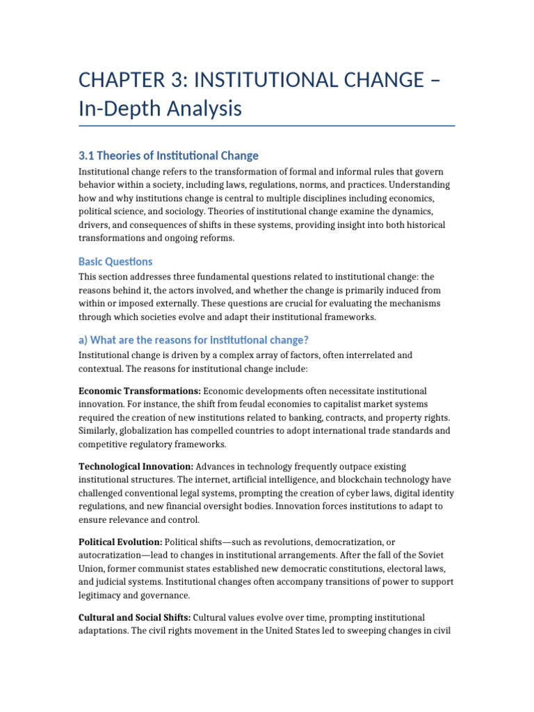 Institutional Change Chapter3 Deep Expanded | PDF | Institution | Policy